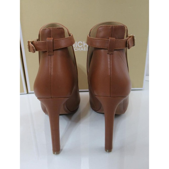 Michael Kors Lawson Open Toe High Heel Buckled Sandals Booties Luggage Size 8 - Picture 5 of 8
